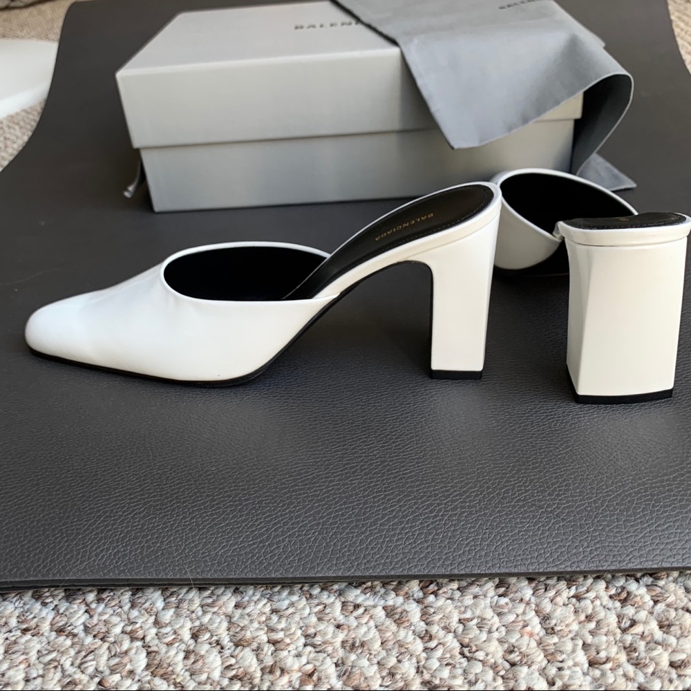 Brand New Balenciaga White Leather Slide Size 7.5 - Picture 5 of 7